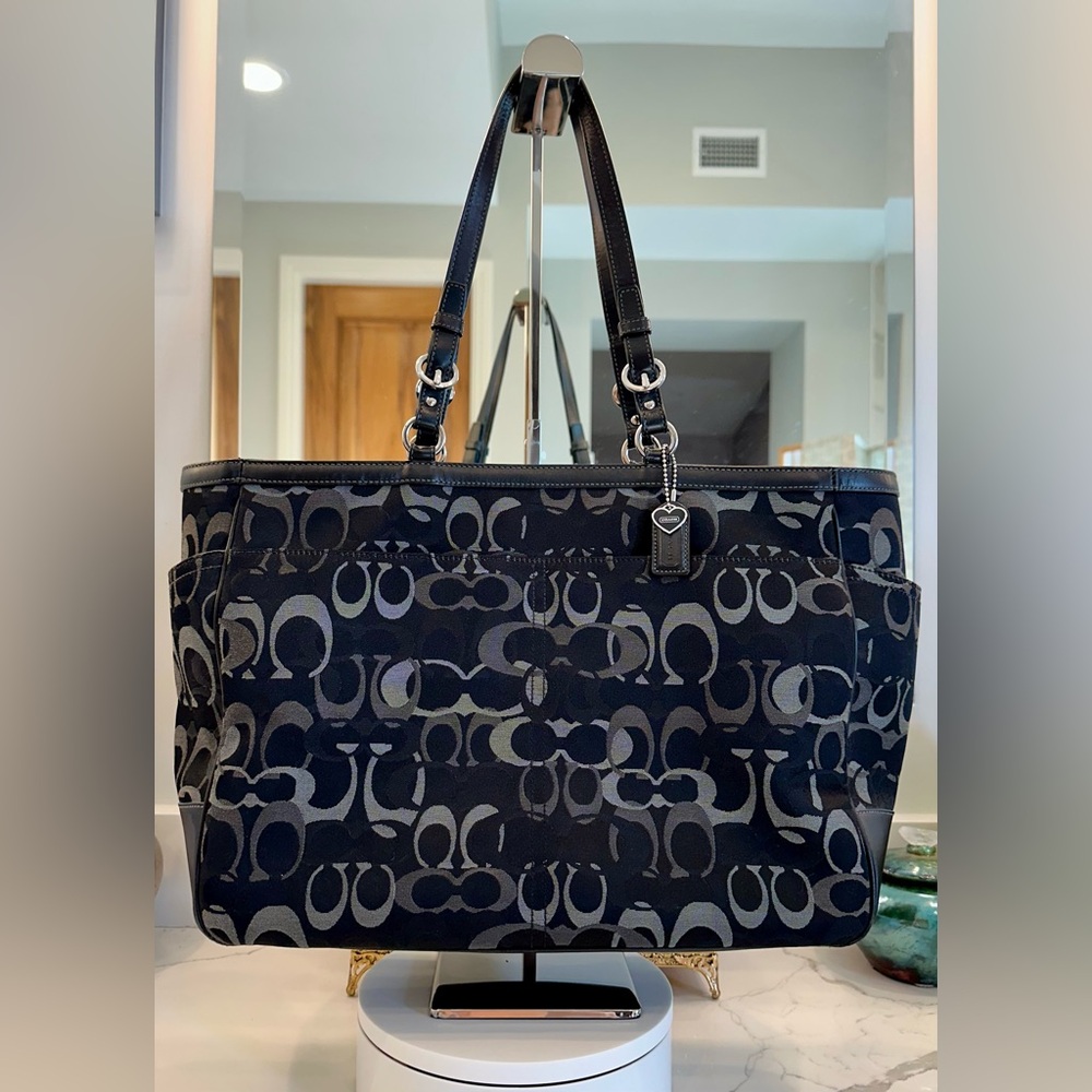 Coach Black and Gray Signature Tote Bag